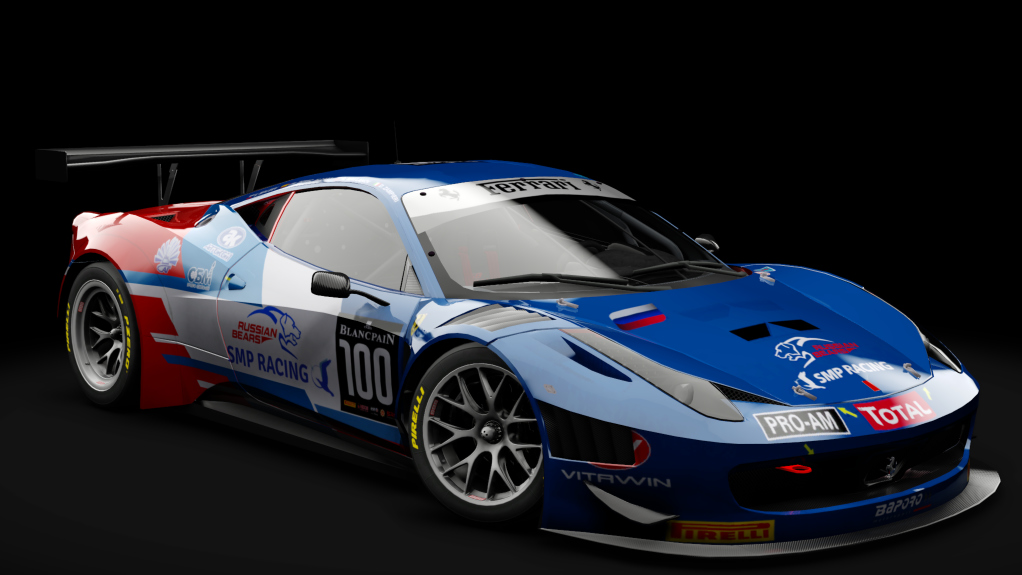 2011 Ferrari 458 Italia GT3, skin #100 SMP Racing