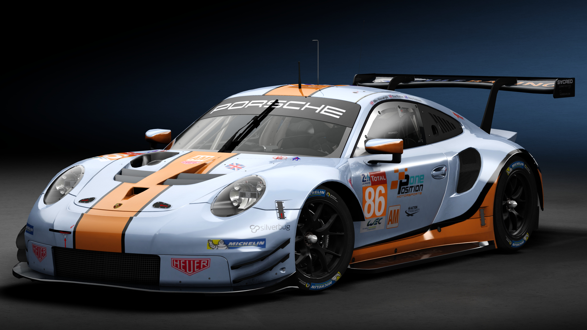 2018 Porsche 911 RSR GTE, skin 2018 #86 Gulf Racing LM24