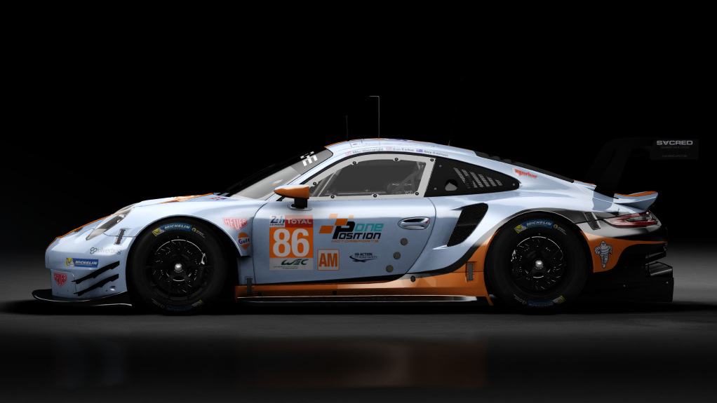 2018 Porsche 911 (991.II) RSR GTE, skin 2018 #86 Gulf Racing LM24